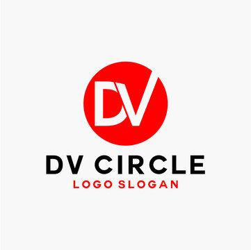 Letter DV circle red logo vector image