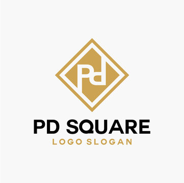 Letter PD square gold logo vector image