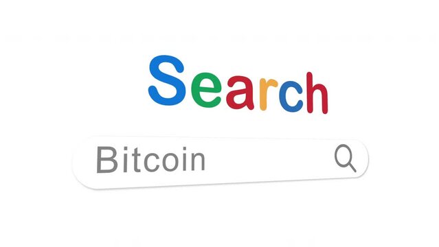 bitcoin Typing On Internet Web Search Browser.4K motion animation