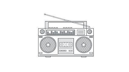 Boombox flat icon outline.