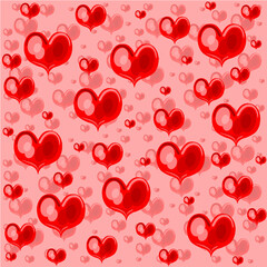 Mosaico de corazones rojos sobre fondo rosa para el día de los enamorados de San Valentín en febrero