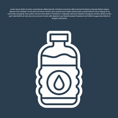 Blue line Bottle of water icon isolated on blue background. Soda aqua drink sign. Vector