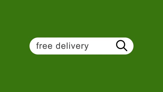 Typing The Word free delivery on Web Search. 4K motion animation