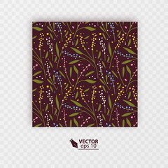 Cute seamless pattern with colorful small flowers. Small flowers on Dark background