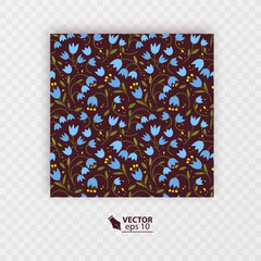 Cute seamless pattern with colorful small flowers. Small flowers on Dark background