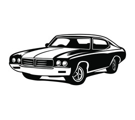 Obraz na płótnie Canvas Retro muscle car vector illustration. Vintage poster of reto car. Old mobile isolated on white.