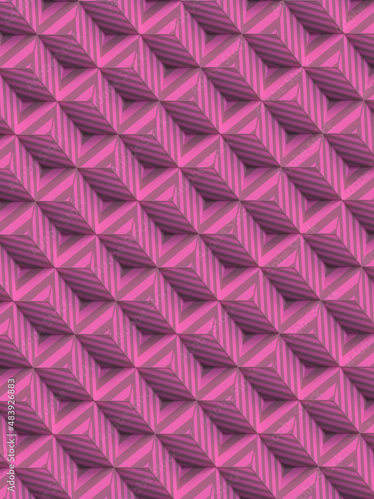 Poster Group of rectangular shapes with pink striped texture. 3d rendering digital illustration