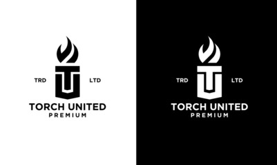 premium initial tu Torch united Logo vector symbol illustration design - obrazy, fototapety, plakaty
