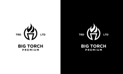 premium black Torch Logo vector symbol illustration design - obrazy, fototapety, plakaty