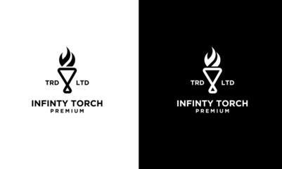 premium infinity Torch Logo vector symbol illustration design