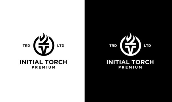 premium black Torch Logo vector symbol illustration design