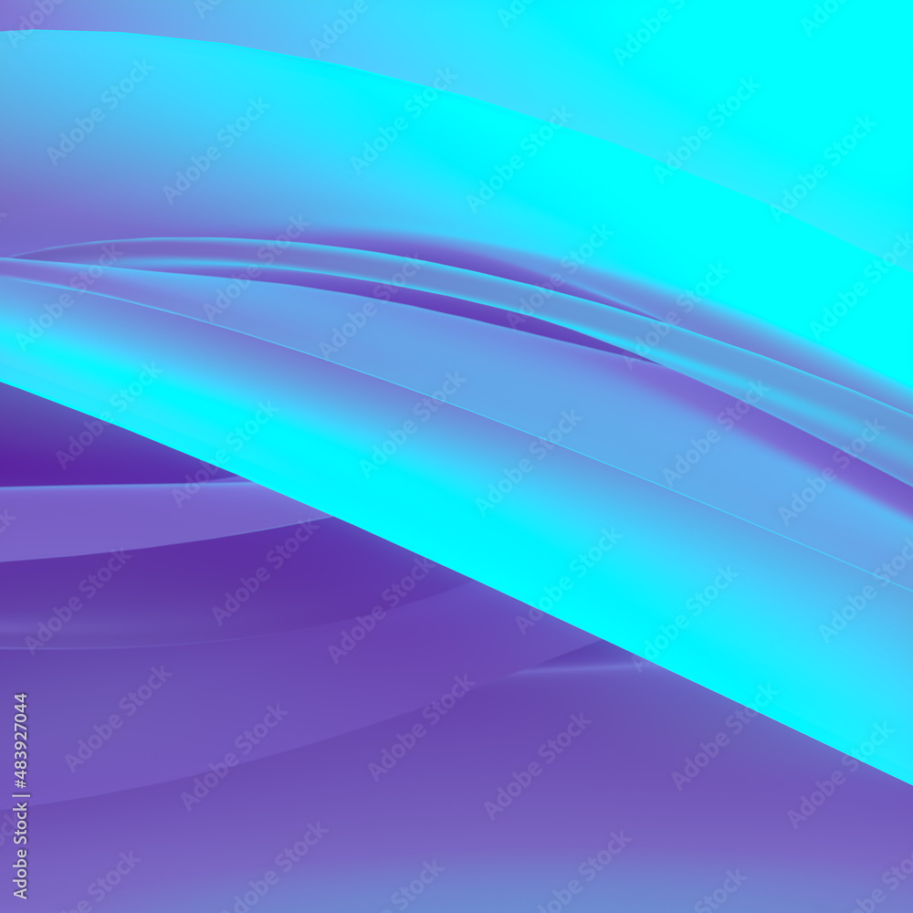 Poster Waves of fabric in the wind with a trendy gradient. Modern abstract template background. 3d rendering illustration