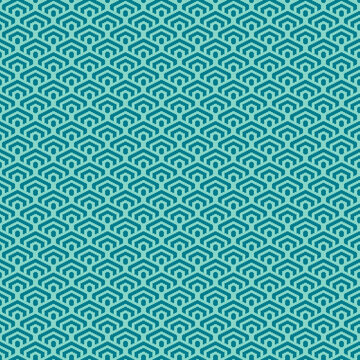 colorful simple vector pixel art seafoam and jade color seamless pattern of minimalistic geometric scaly hexagon pattern in japanese style