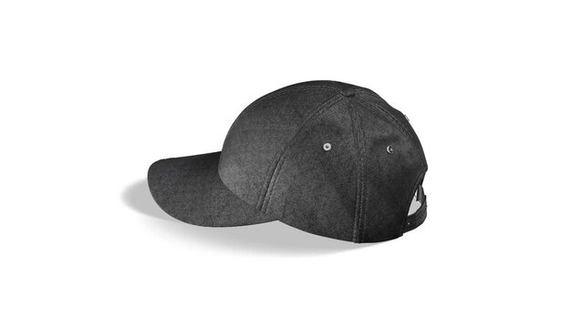 Blank black baseball cap mock up, looped rotation