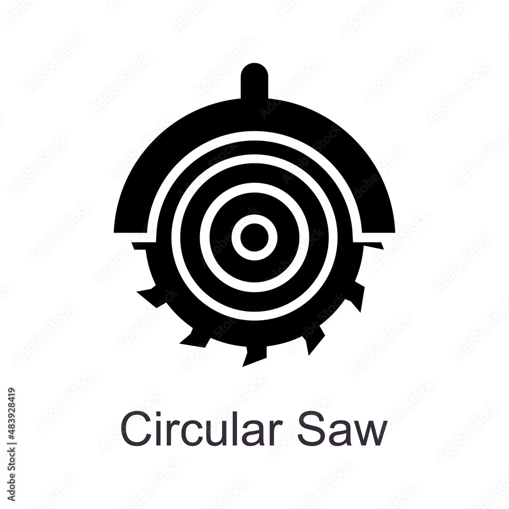 Poster circular saw vector solid icon design illustration. home improvements symbol on white background eps