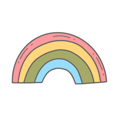 Rainbow in a cute doodle style. Vector isolated illustration.