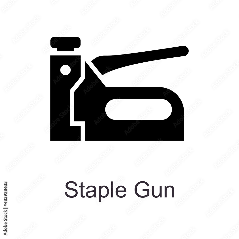 Poster staple gun vector solid icon design illustration. home improvements symbol on white background eps 1
