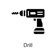 Drill vector Solid Icon Design illustration. Home Improvements Symbol on White background EPS 10 File