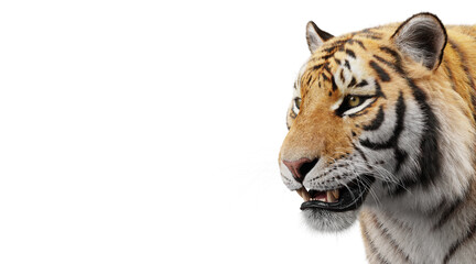 Tiger portrait isolated on white