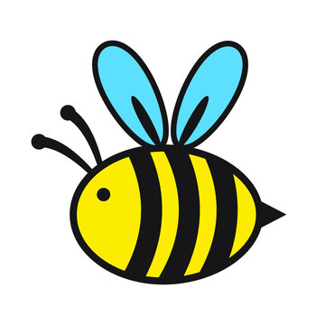 Cartoon Honey Bee icon on white background