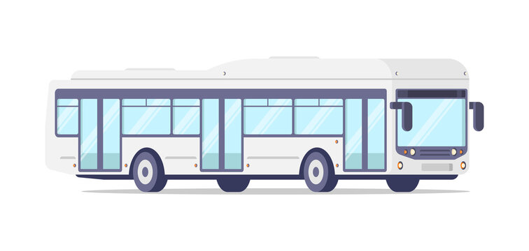 Modern city bus with big glass doors regular passengers transportation isometric vector illustration. Electric commercial public transport town transit travel. Motor vehicle with wheels and windshield