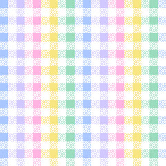 Rainbow Pastel Blue Purple Pink Yellow Green Gingham Patterns Background Editable Stroke. Vector Illustration Tablecloth, Picnic mat wrap paper.