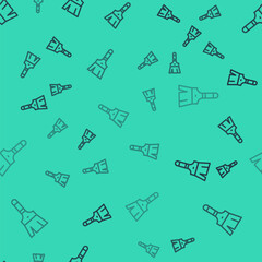 Black line Paint brush icon isolated seamless pattern on green background. Vector
