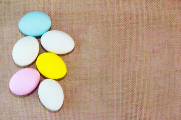 yellow, pink, blue easter eggs