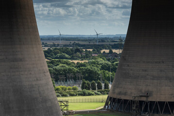 power station looking towards wind turbines
