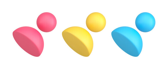 Collection multicolored skittles human staff cyberspace avatar person user 3d isometric vector