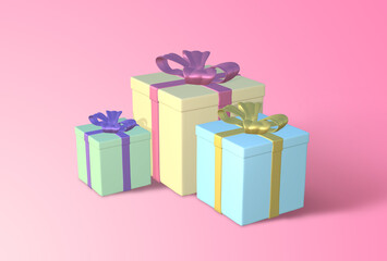 Fototapeta premium 3d rendering image of gift box with red ribbons.