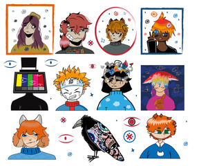abstract people portraits of boys girls raven tv graphic images
