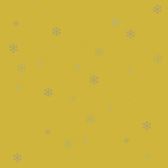 Snowflakes on golden background. Winter seamless pattern.