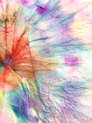 Dye Texture. Tie Closeup Patchwork Cloth. Wave Silk Stripe Pattern. Background Dye Texture. Color Faded Psychedelic Texture. Dye Stain.