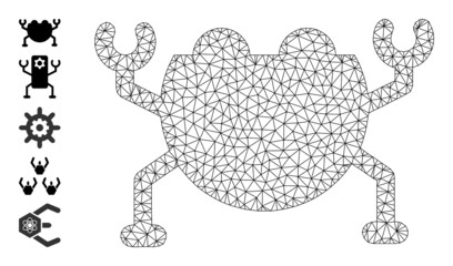 Vector artificial nanobot mesh icon structure. Abstract flat mesh artificial nanobot, created from flat mesh.