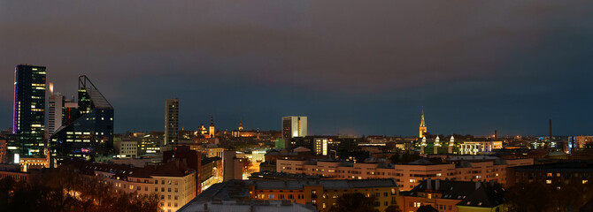 Panoramic view of Tallinn city at night.
