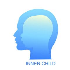 Human head with inner child inside concept