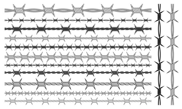 Barb Wire Vector Brush. Cool Acid Graphic Element.
