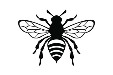 Honey Bee icon, honey bee silhouette on white background - obrazy, fototapety, plakaty