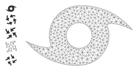 Vector storm whirlpool mesh icon structure. Abstract flat mesh storm whirlpool, designed with polygonal grid.