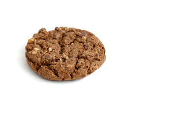 Cookies with chocolate and nuts are isolated on a white background