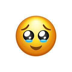 Face holding back tears social media emoticon isolated on white background. Emoji symbol modern, simple, vector, icon for website design, mobile app, ui. Vector Illustration