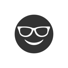 Smiling face with sunglasses emoji isolated on white background. Cool emoticon symbol modern, simple, vector, icon for website design, mobile app ui. Vector Illustration