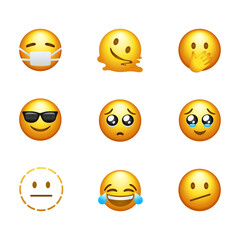 Social media emojis isolated on white background. Emoticons symbol modern, simple, vector, icon for website design, mobile app, ui. Vector Illustration