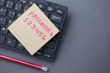 writing password on a sticky note 