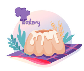 A card on the theme of baking executed in a cute cartoon style.