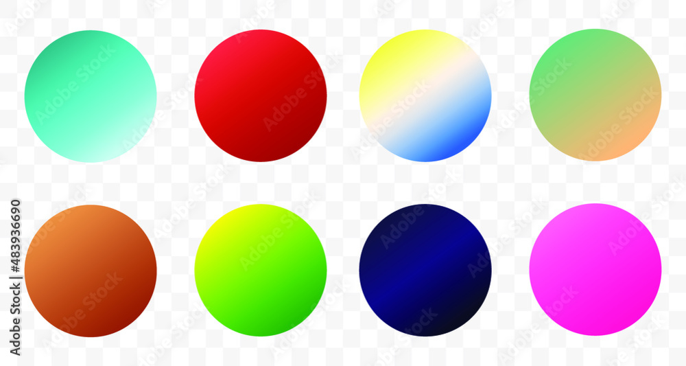 Poster set of round vector gradient. multicolor sphere. modern abstract background texture. template for de