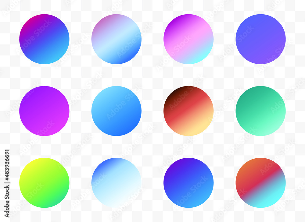 Poster set of round vector gradient. multicolor sphere. modern abstract background texture. template for de