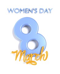 Number 8 Text to Celebrate 8 March International Women's Day