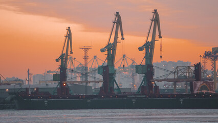 portal crane. Sea port in St. Petersburg